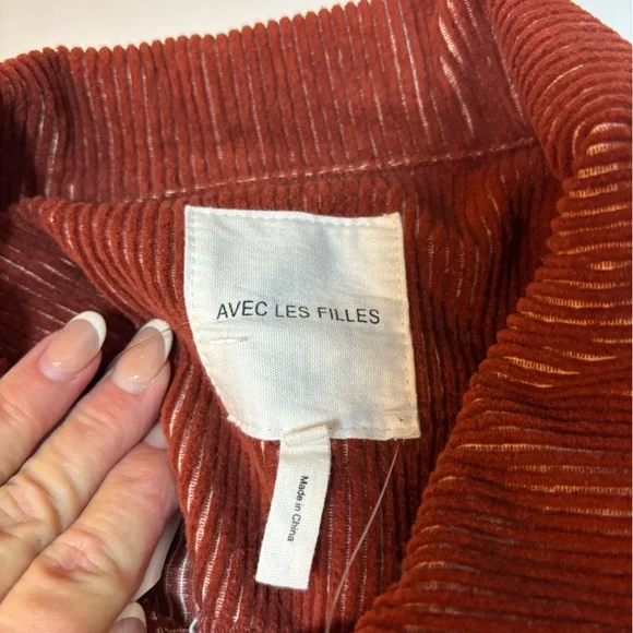 Avec Les Filles Terracotta Burnt Orange Corduroy Utility Jacket Shacket NWT - Picture 3 of 12